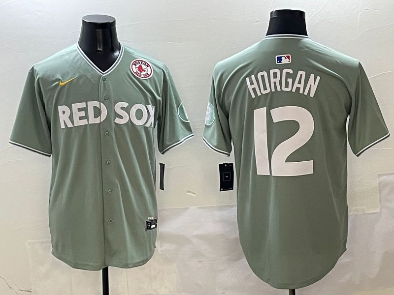 Men Boston Red Sox 12 Horgan Green Joint Name Nike 2025 MLB Jersey style 7